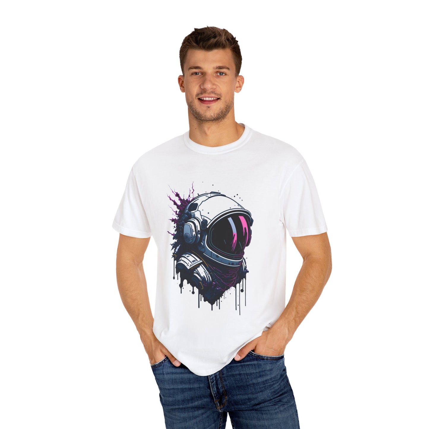 astronaut in space ai generated mockup Unisex Garment-Dyed T-shirt