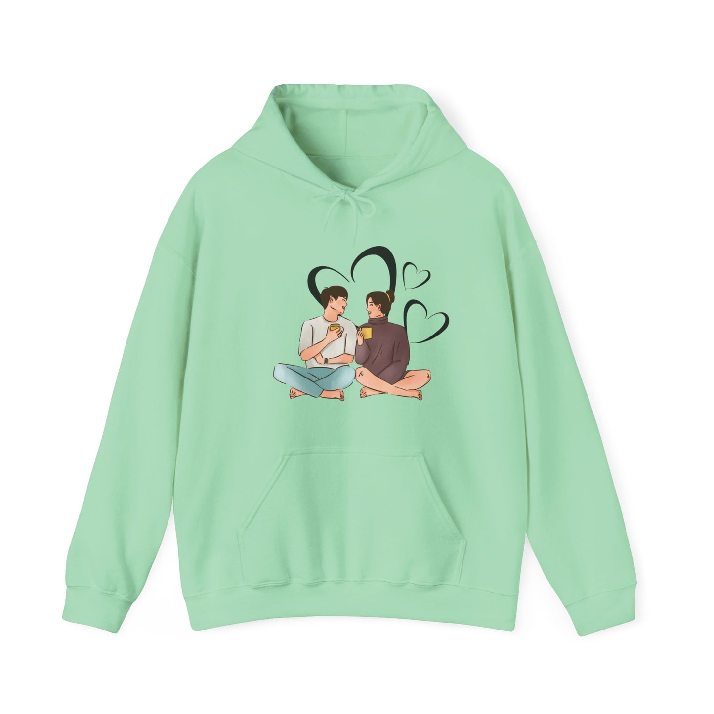 cute couple enjoying tea | couple goals | Unisex Heavy Blend™ Hooded Sweatshirt