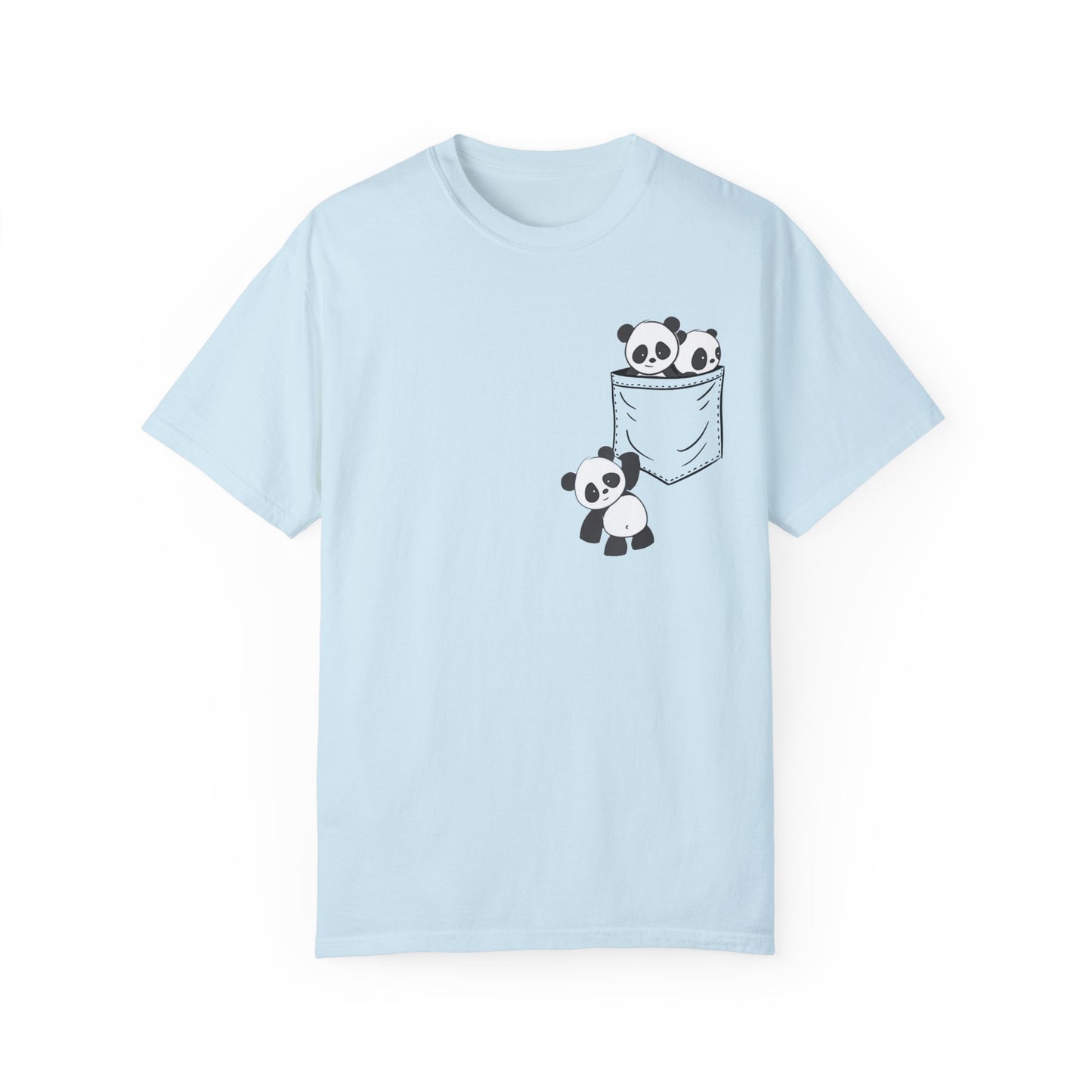 cute pandas sitting in pocket Unisex Garment-Dyed T-shirt