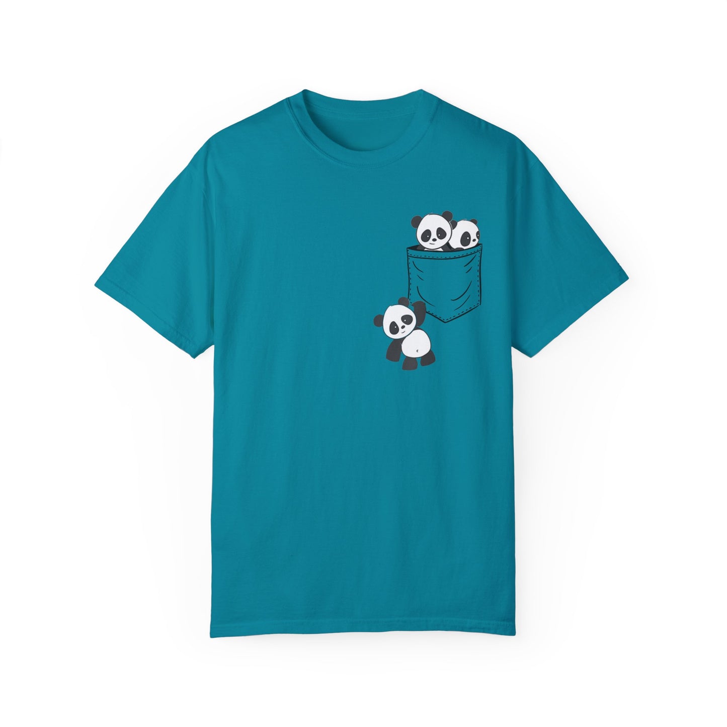 cute pandas sitting in pocket Unisex Garment-Dyed T-shirt