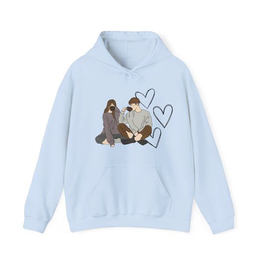 cute couple enjoying tea 2 | couple goals |Unisex Heavy Blend™ Hooded Sweatshirt