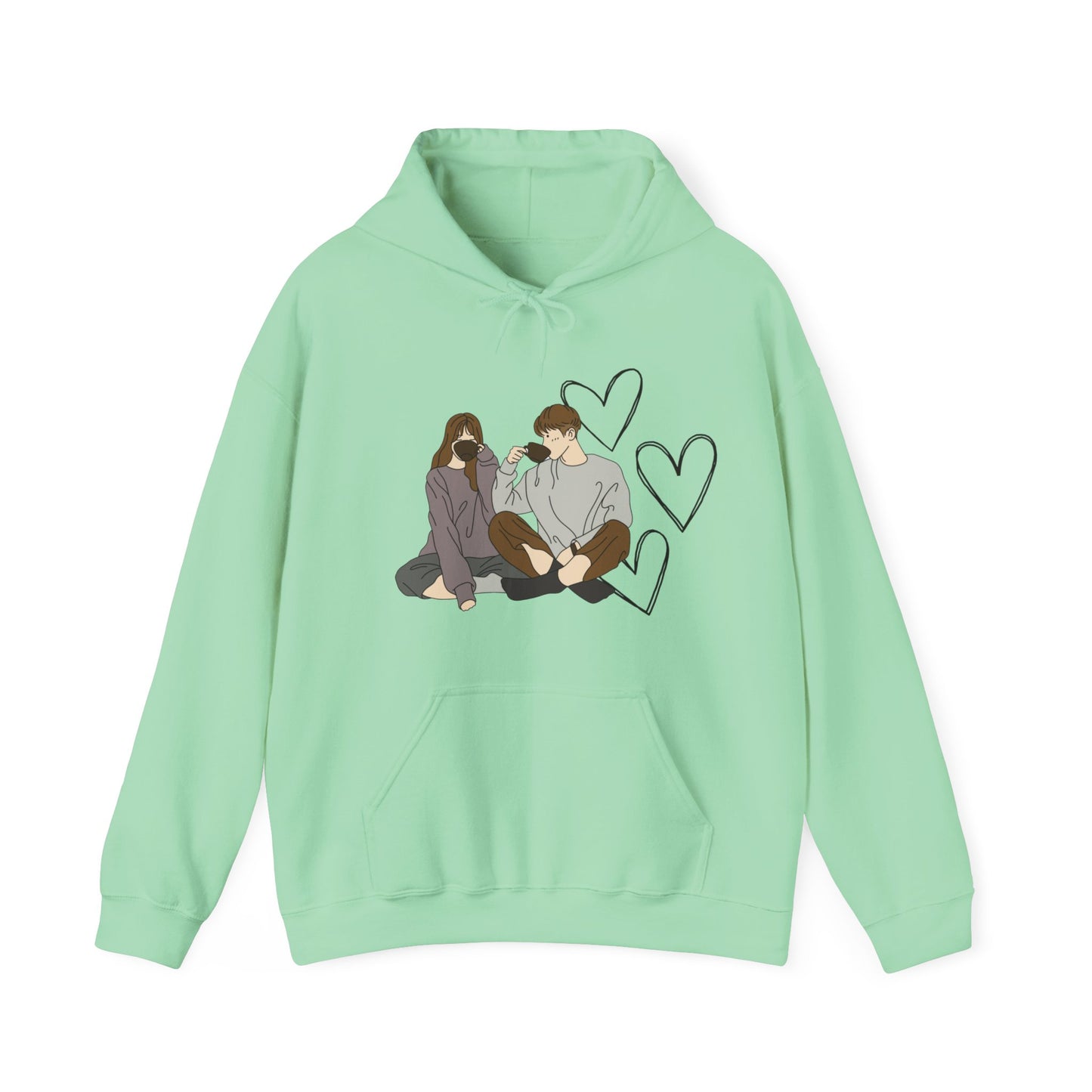 cute couple enjoying tea 2 | couple goals |Unisex Heavy Blend™ Hooded Sweatshirt