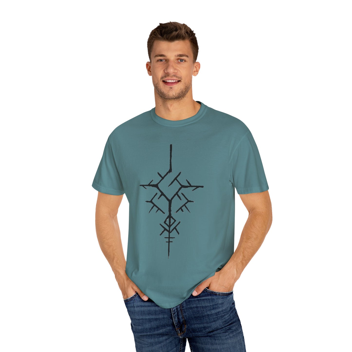 ancient temple design Unisex Garment-Dyed T-shirt