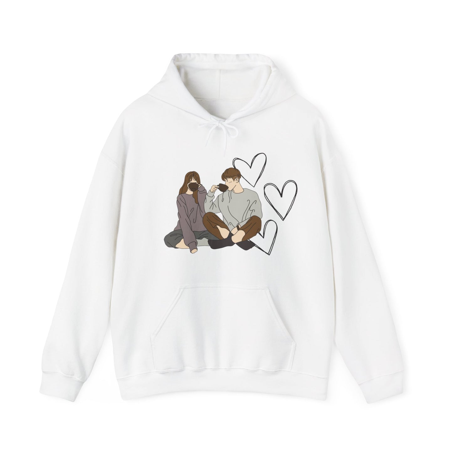 cute couple enjoying tea 2 | couple goals |Unisex Heavy Blend™ Hooded Sweatshirt