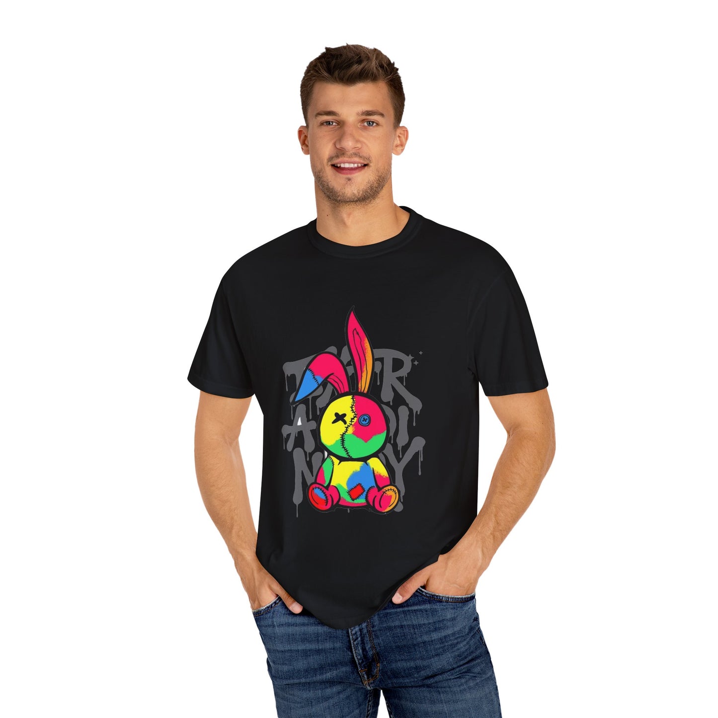 colorized bunny mockup design Unisex Garment-Dyed T-shirt