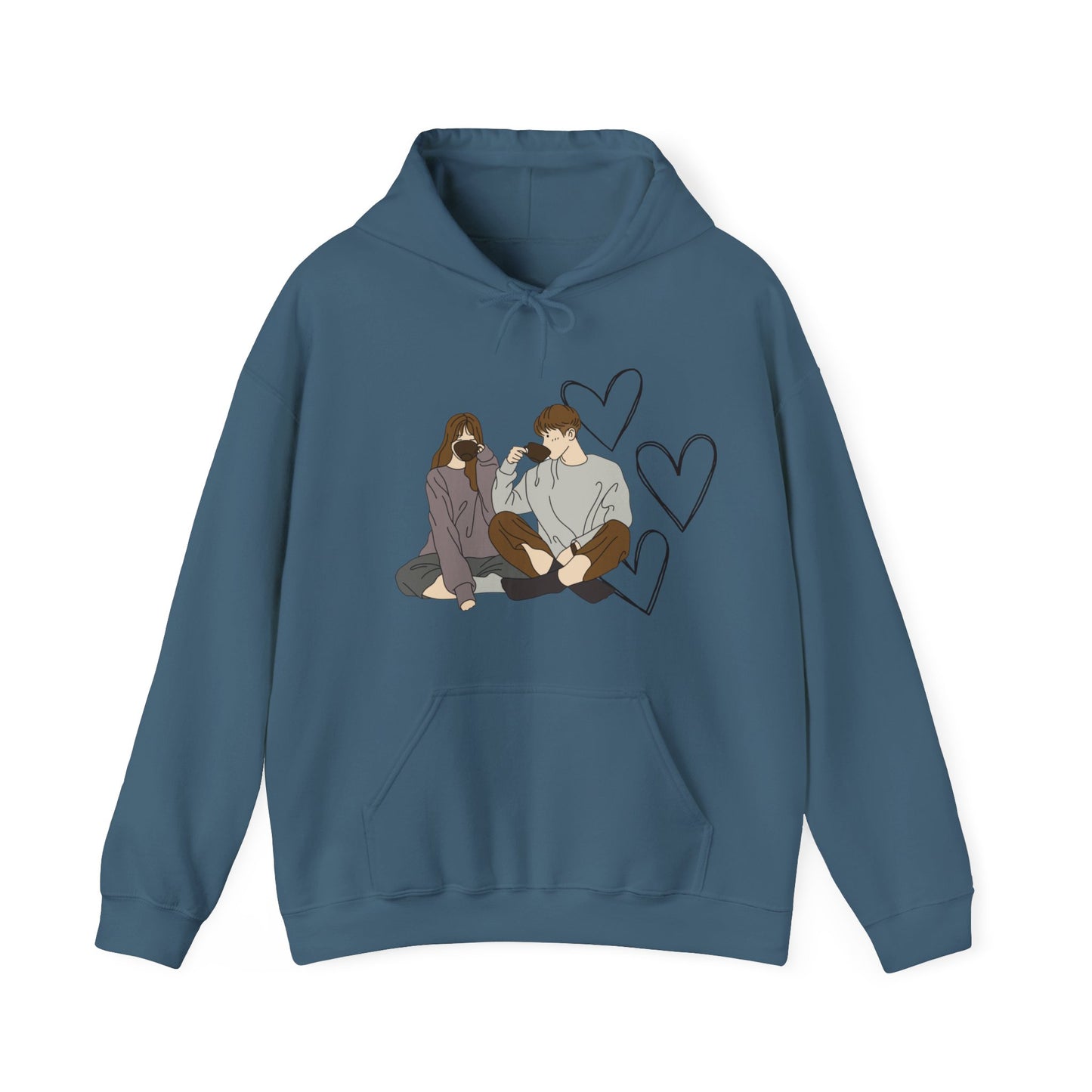 cute couple enjoying tea 2 | couple goals |Unisex Heavy Blend™ Hooded Sweatshirt