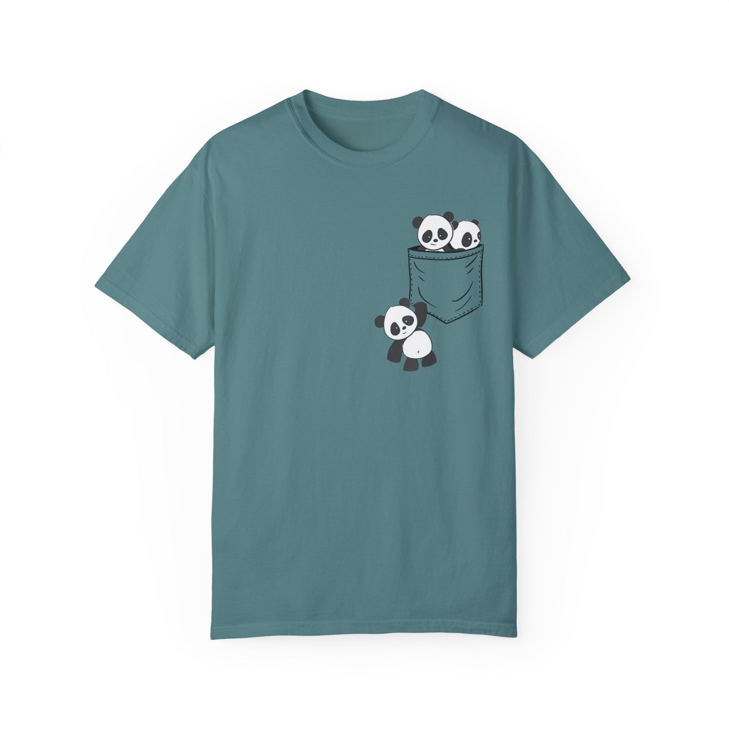 cute pandas sitting in pocket Unisex Garment-Dyed T-shirt