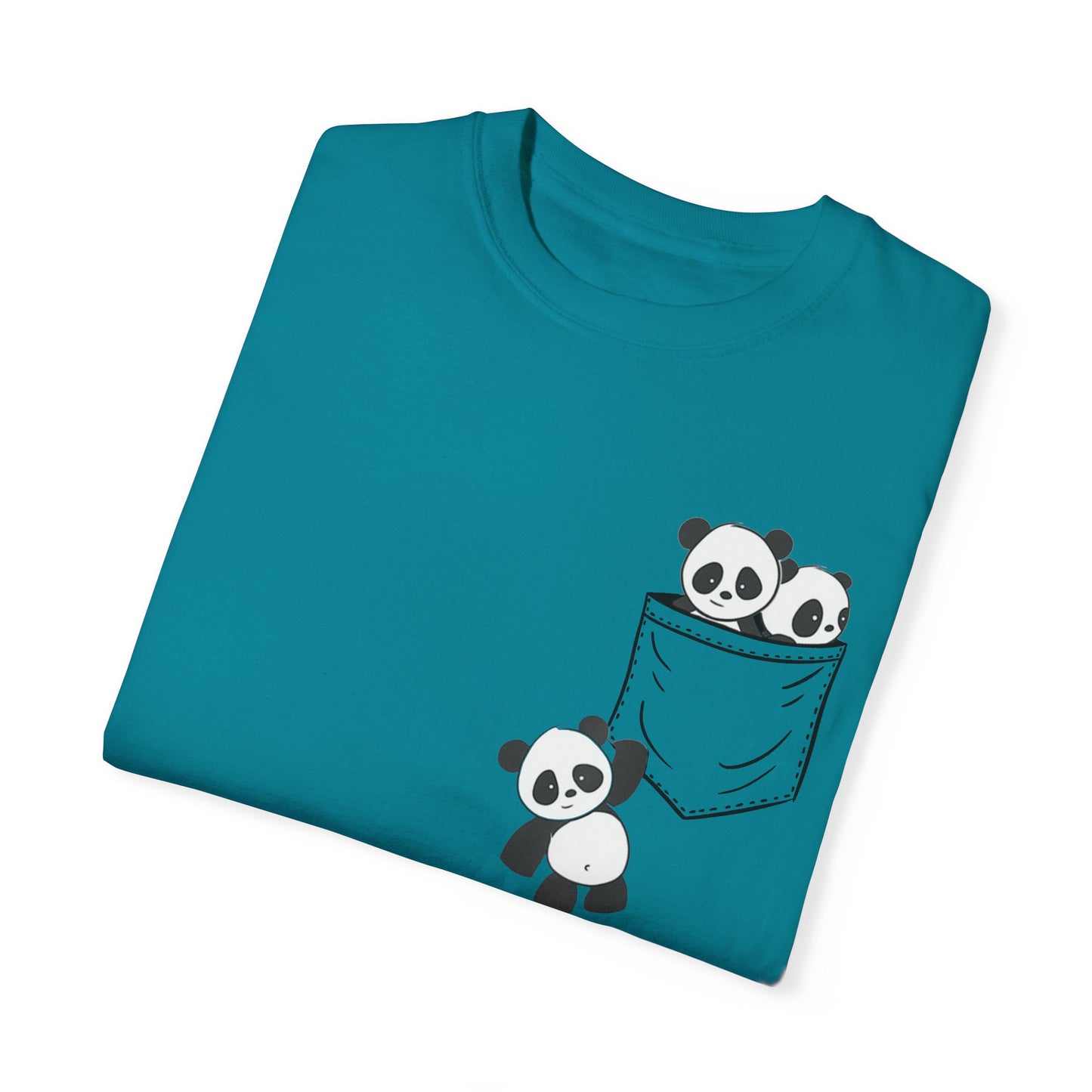 cute pandas sitting in pocket Unisex Garment-Dyed T-shirt