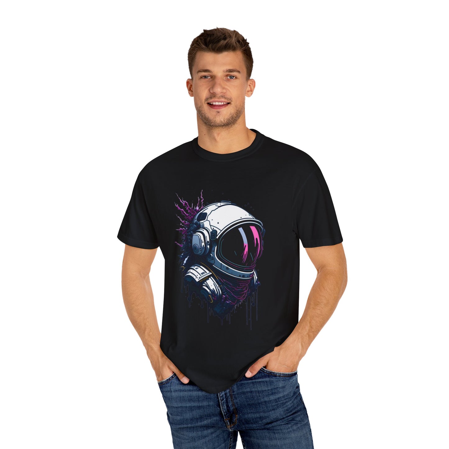 astronaut in space ai generated mockup Unisex Garment-Dyed T-shirt