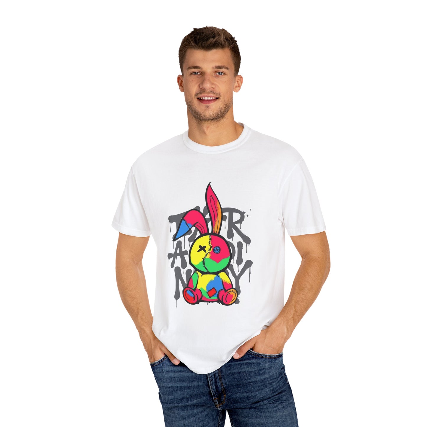 colorized bunny mockup design Unisex Garment-Dyed T-shirt