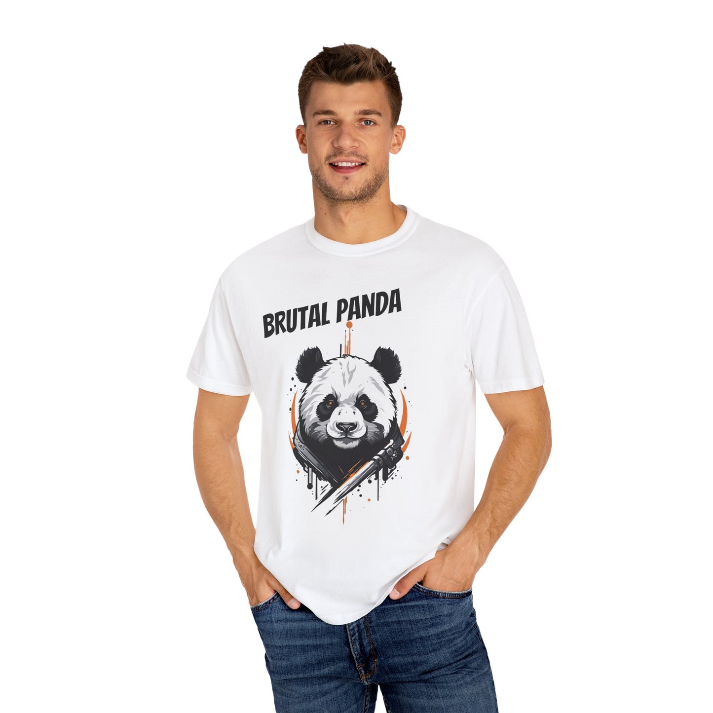 brutal panda ai generated mockup Unisex Garment-Dyed T-shirt