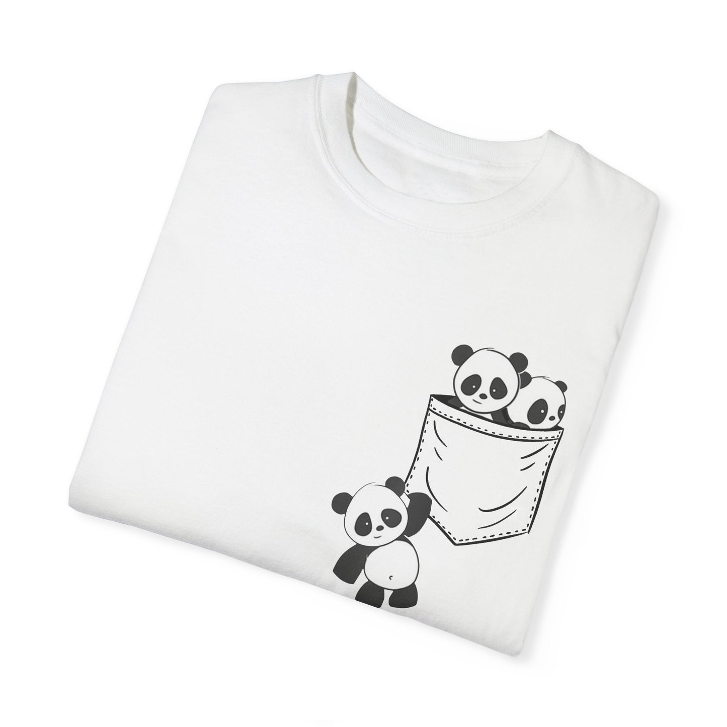 cute pandas sitting in pocket Unisex Garment-Dyed T-shirt