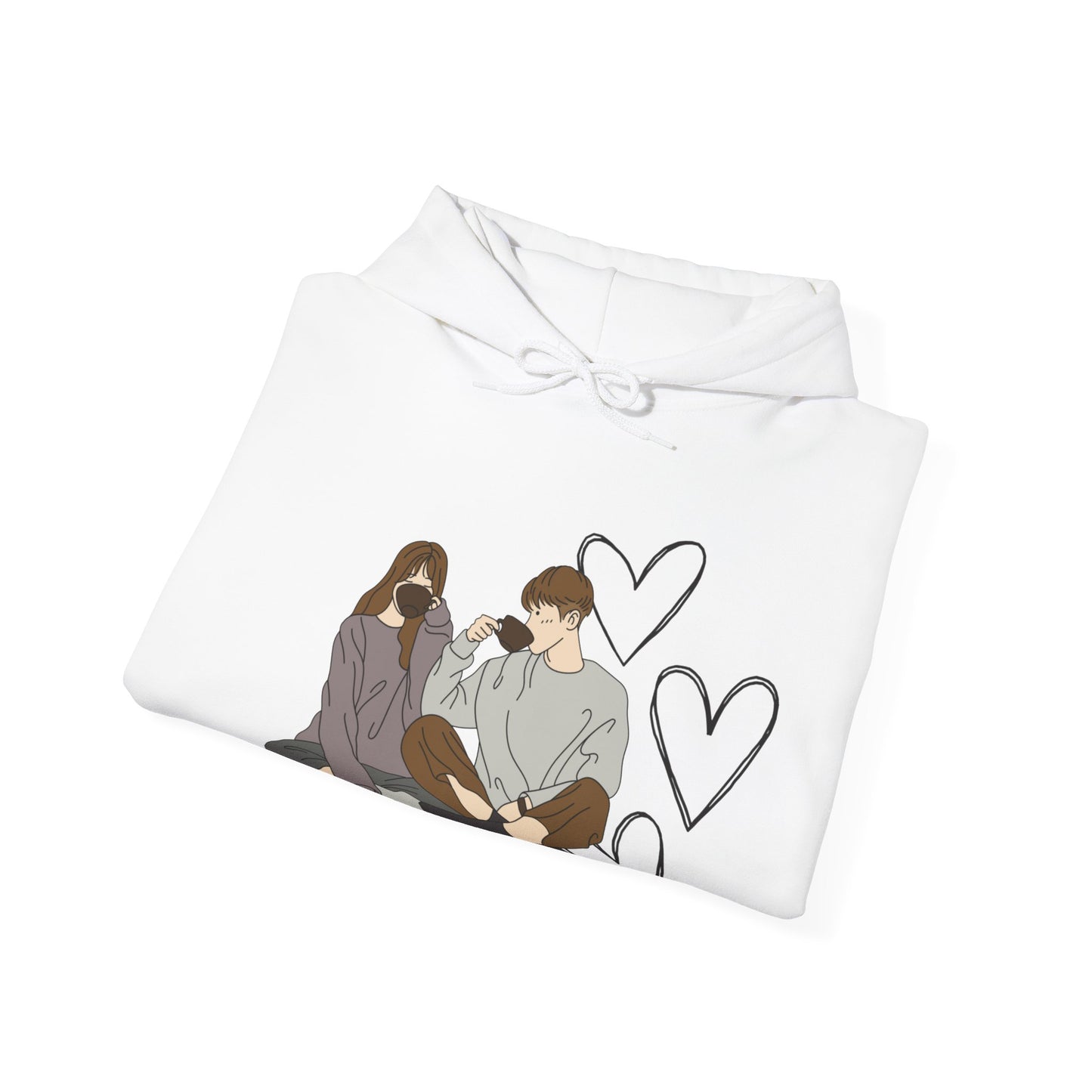 cute couple enjoying tea 2 | couple goals |Unisex Heavy Blend™ Hooded Sweatshirt