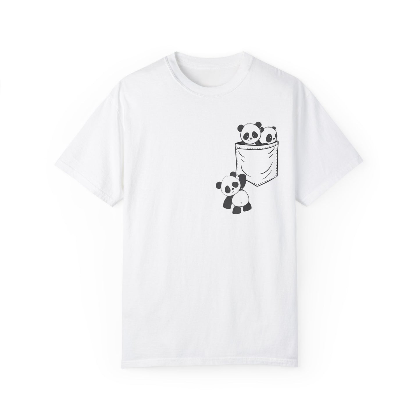 cute pandas sitting in pocket Unisex Garment-Dyed T-shirt