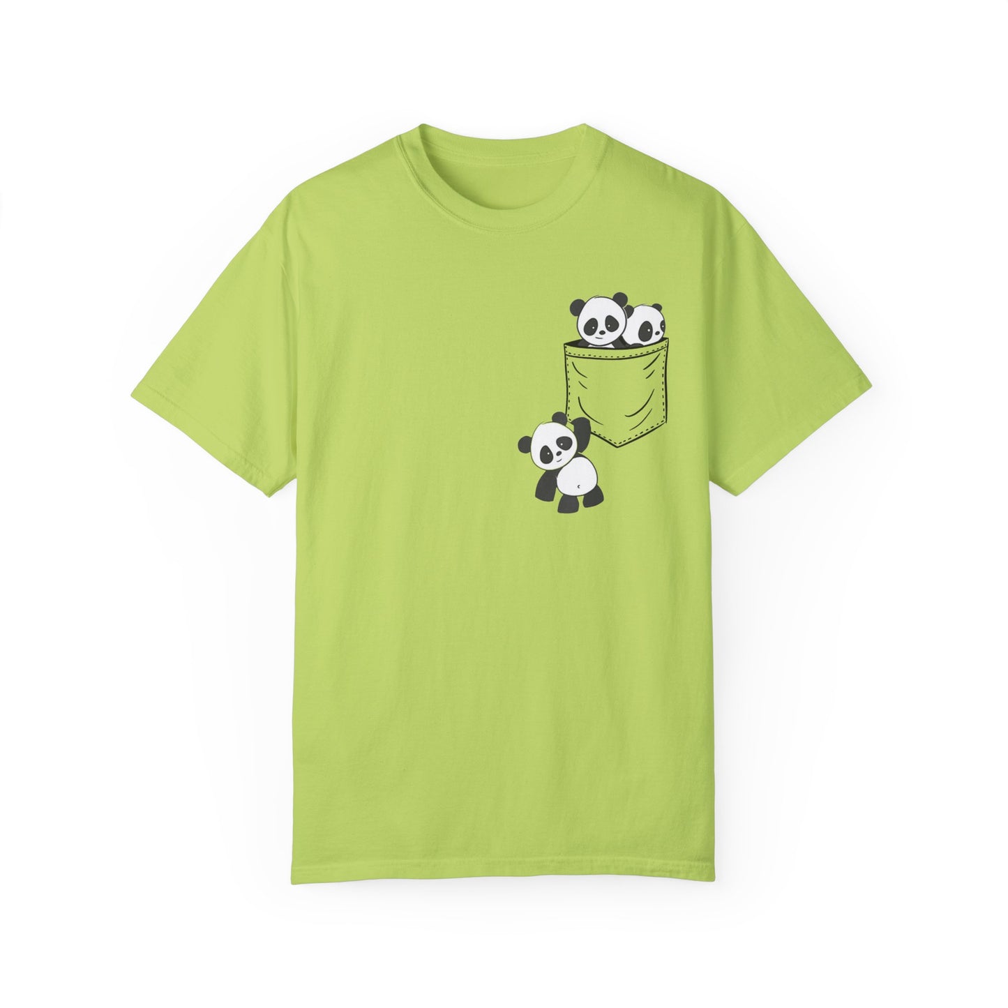 cute pandas sitting in pocket Unisex Garment-Dyed T-shirt