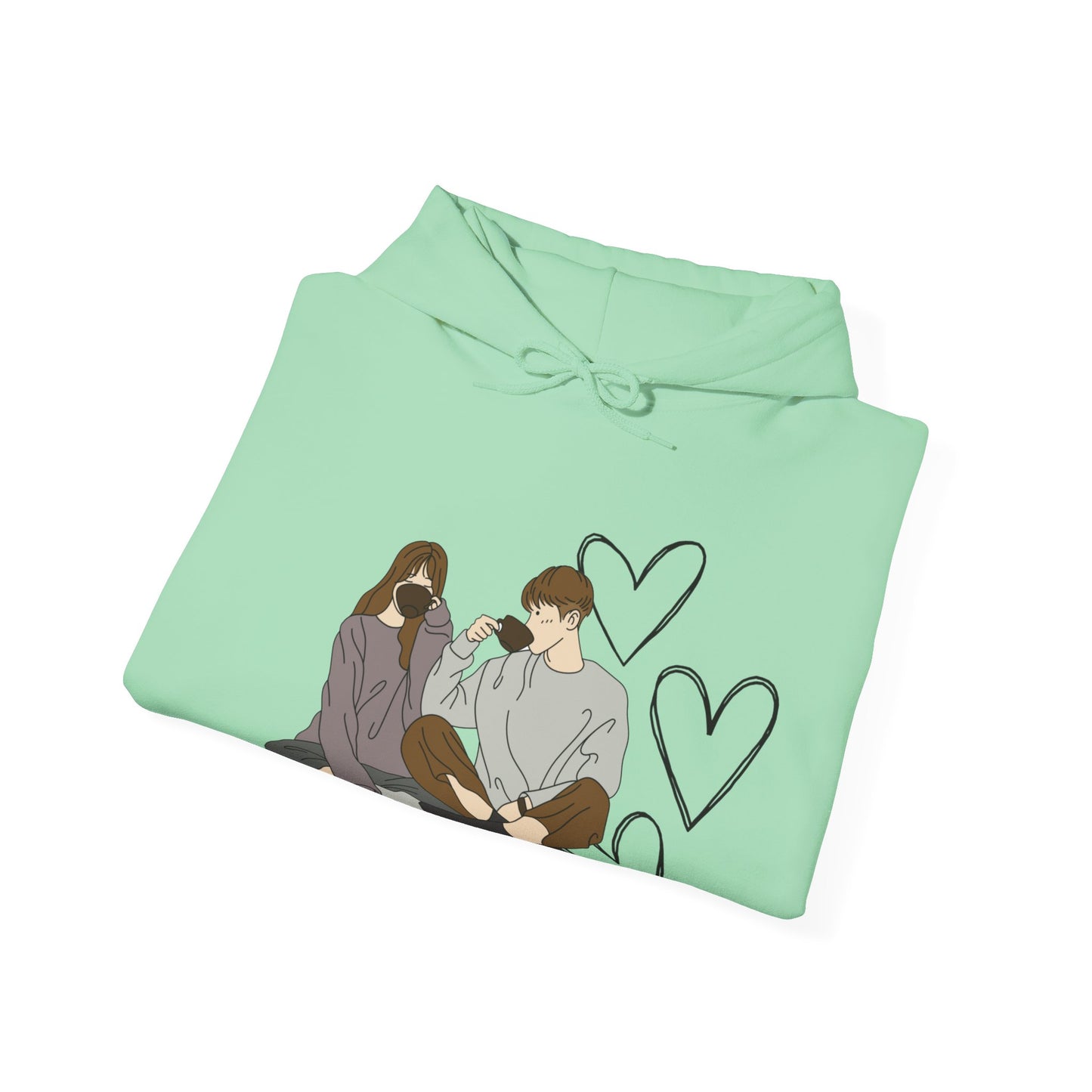 cute couple enjoying tea 2 | couple goals |Unisex Heavy Blend™ Hooded Sweatshirt