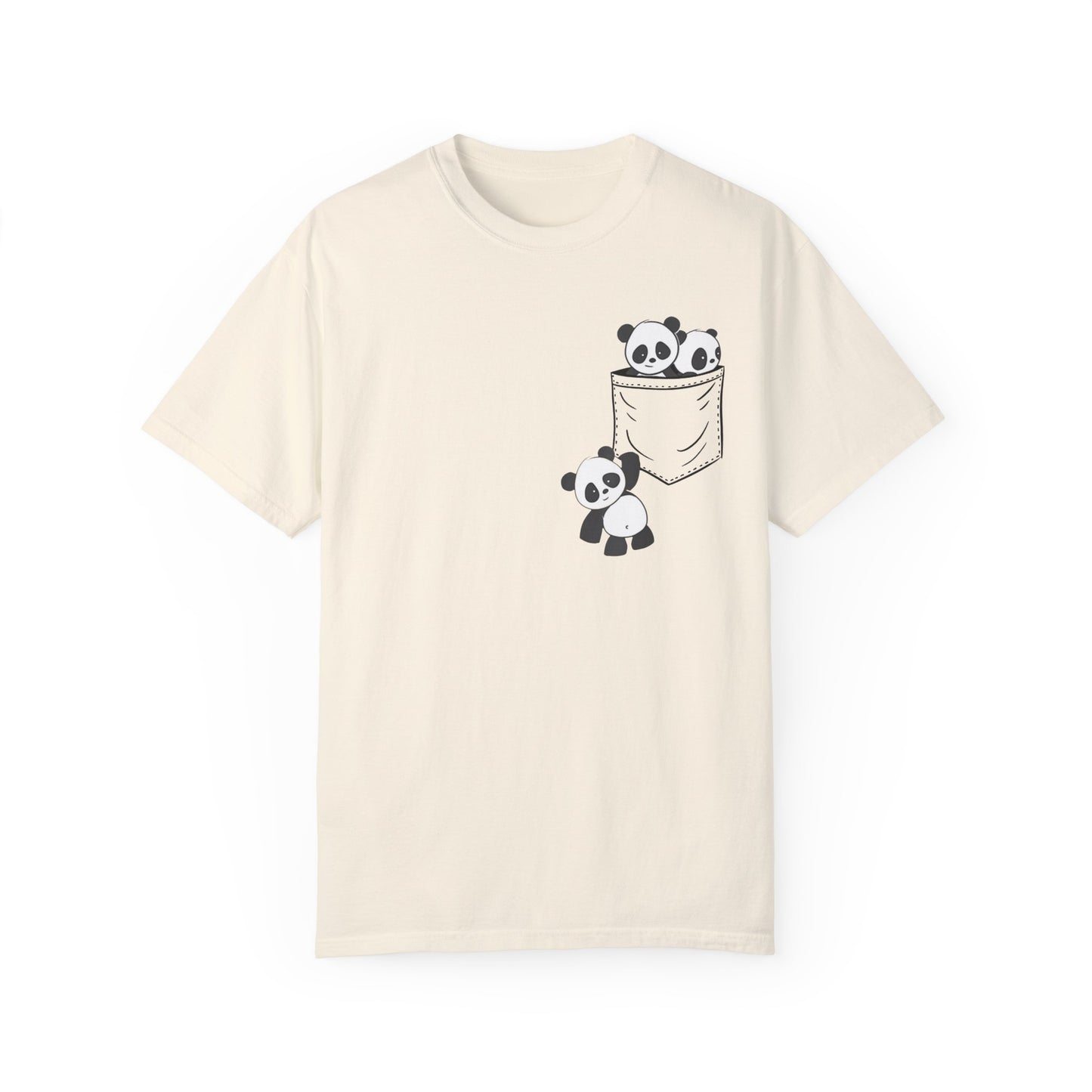 cute pandas sitting in pocket Unisex Garment-Dyed T-shirt