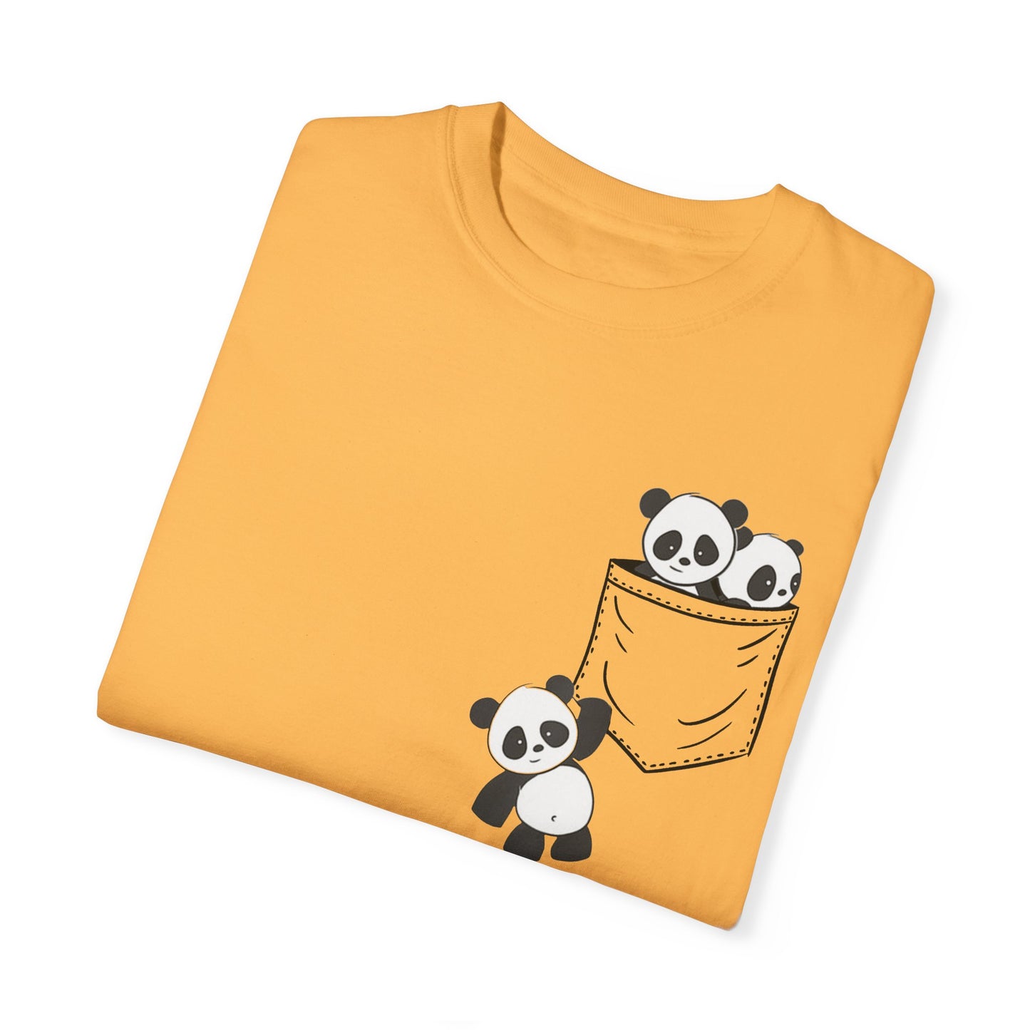 cute pandas sitting in pocket Unisex Garment-Dyed T-shirt