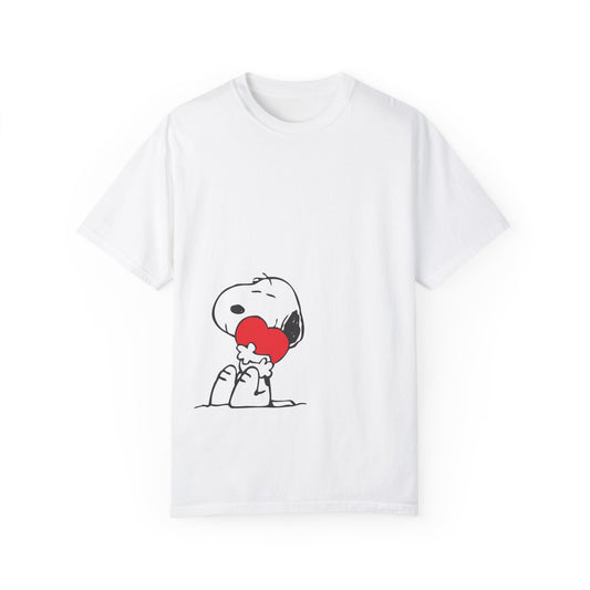 cute puppy holding heart lovely mockup Unisex Garment-Dyed T-shirt