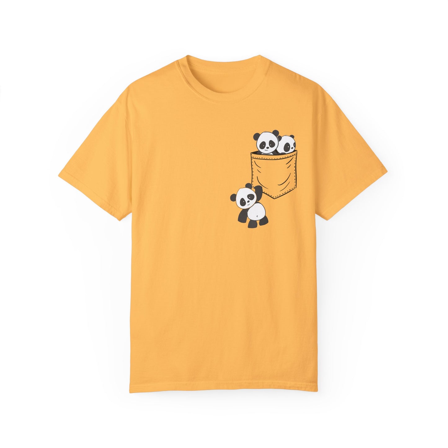 cute pandas sitting in pocket Unisex Garment-Dyed T-shirt